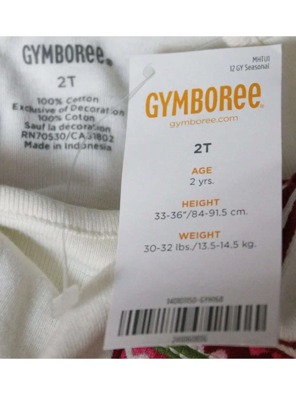 2012 Gymboree Winter Cheer Shirt sz 2T White Winter Holiday Mitts